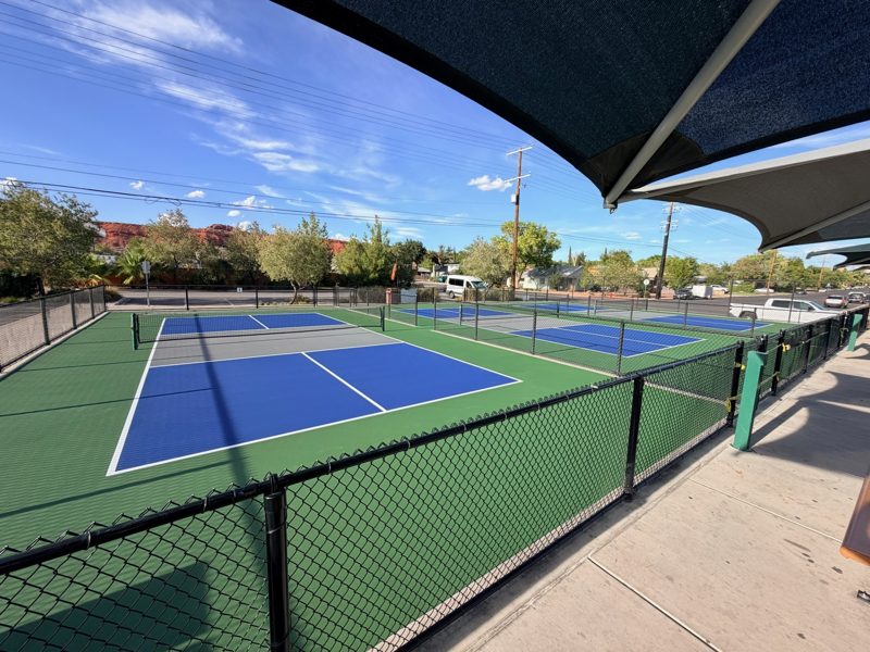 Commercial Pickleball Court Complex with Shade Sails in St. George Utah by Precision Pro Courts